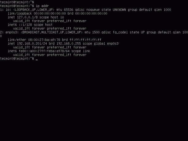 Adresa IP a serverului Ubuntu