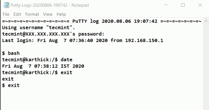 Putty Session Logger
