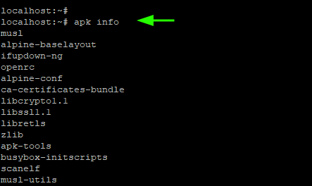 Listar todos los paquetes instalados en Alpine Linux