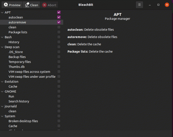 BleachBit - სუფთა Linux სისტემა და თავისუფალი ადგილი დისკზე