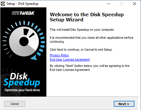 Instalați instrumentul DiskSpeed ​​up By Systweak