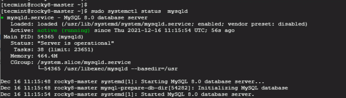 Controlla lo stato di esecuzione di MySQL