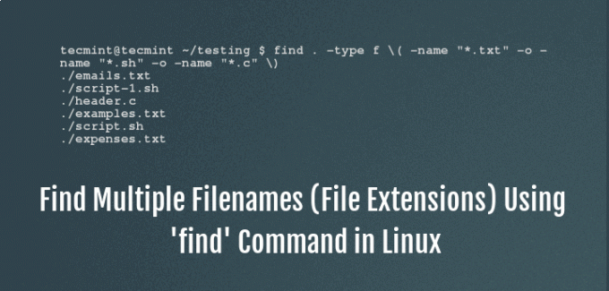 Намерете множество имена на файлове в Linux