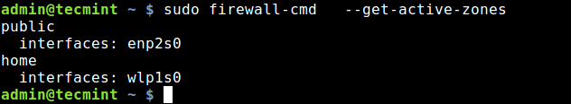 Listar zonas ativas no Firewalld