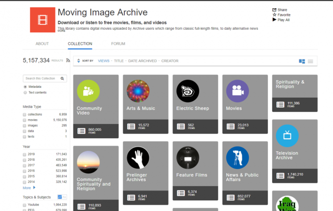 Secțiunea video a Internet Archive