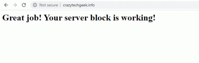 Pārbaudiet Nginx servera bloku