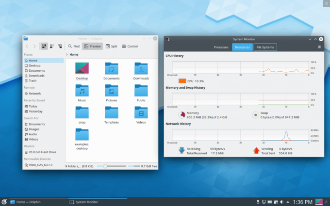 KDE prozor za nadzor plazma sustava