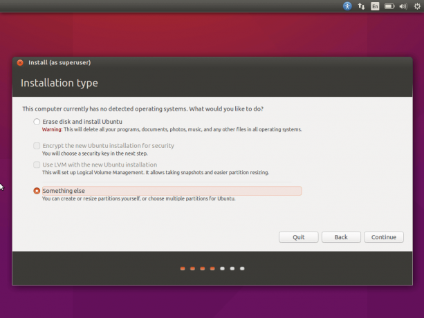 Tipul de partiționare Ubuntu