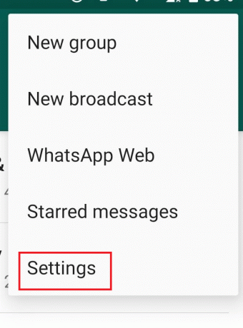Layar Pengaturan WhatsApp