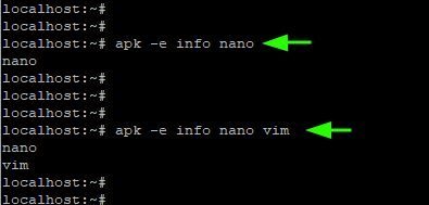 Kontrollige paketti Alpine Linuxis