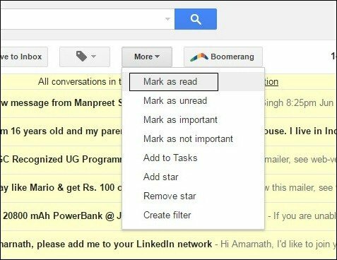 كيفية تحديد جميع رسائل البريد غير المقروءة كما تمت قراءتها في Gmail