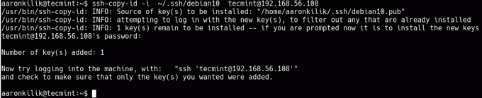 Copiați cheia SSH în Debian 10