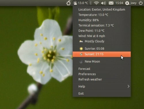 Мой индикатор погоды для Ubuntu обновляется