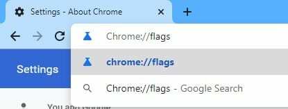 inserisci 'chrome://flags' nella barra degli indirizzi