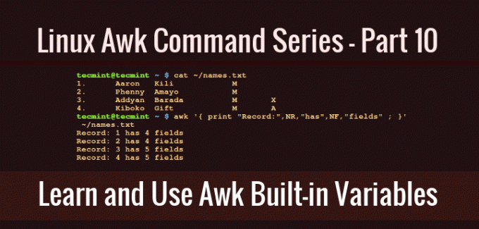Примеры встроенных переменных AWK