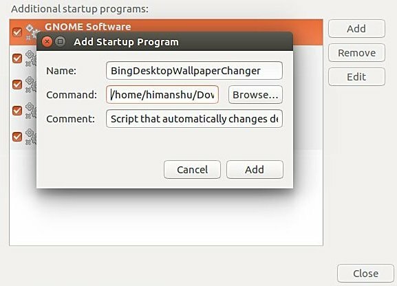 Samodejno spremeni ozadje namizja Ubuntu v Bingovo fotografijo dneva