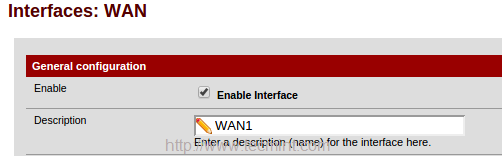 Configura interfaccia WAN1
