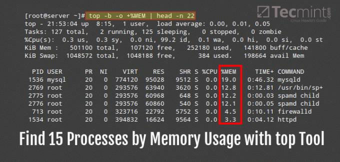 Найдите процессы по использованию памяти с помощью top