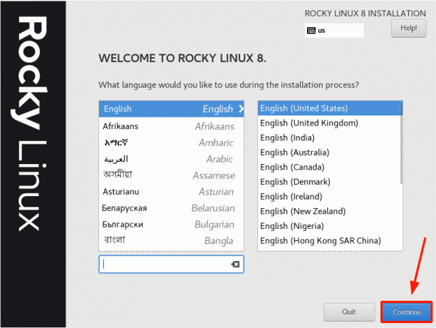Rocky Linux-taal