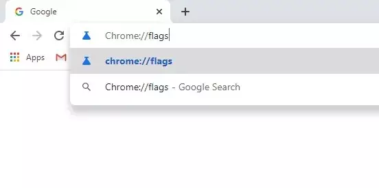 Inserisci l'URL chrome://flags
