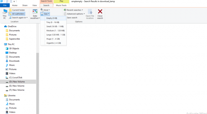 Căutați folderul gol în File Explorer