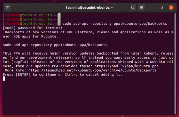 Dodajte Kubuntu Backports PPA