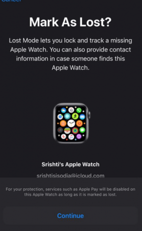 Маркирайте като изгубено Apple Watch в Find My App