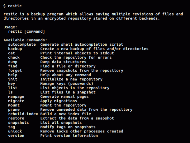 Instrument Restic Backup pentru Linux