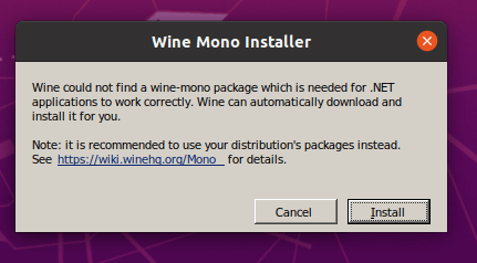 Установщик Wine Mono