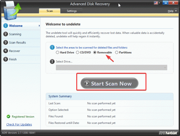 Start Scan - Advanced Disk Recovery